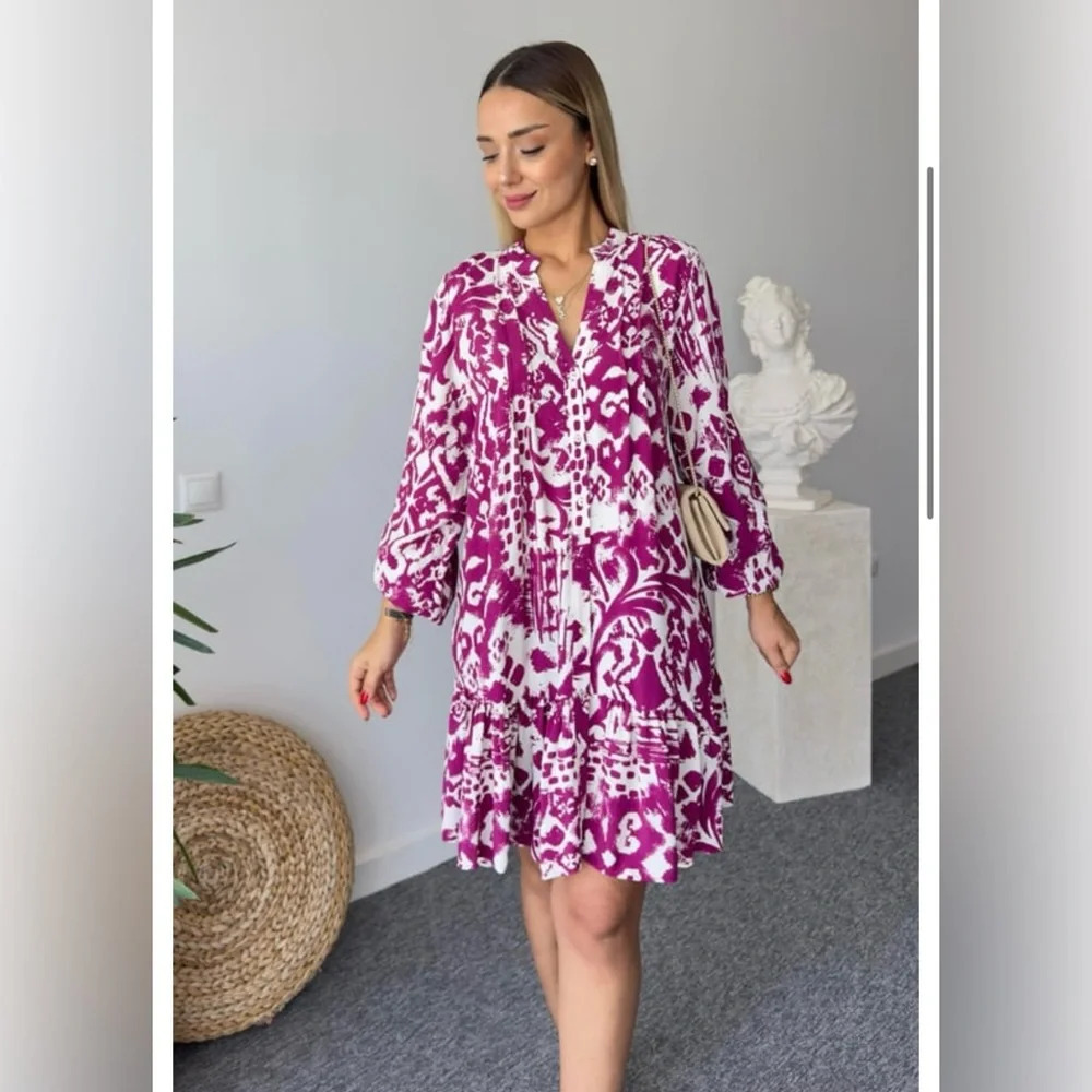 NWT Zara Blogger Favorite Ruffle Hem Printed Mini Dress XXL Cottagecore